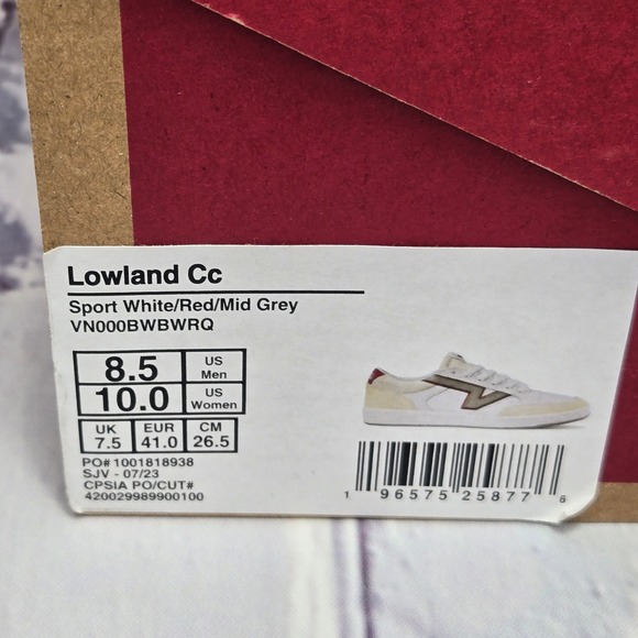NWT Vans Lowland Cc Sport White Red Mid Grey Skate Shoes M 8.5/W 10 VN000BWBWRQ - Picture 8 of 9